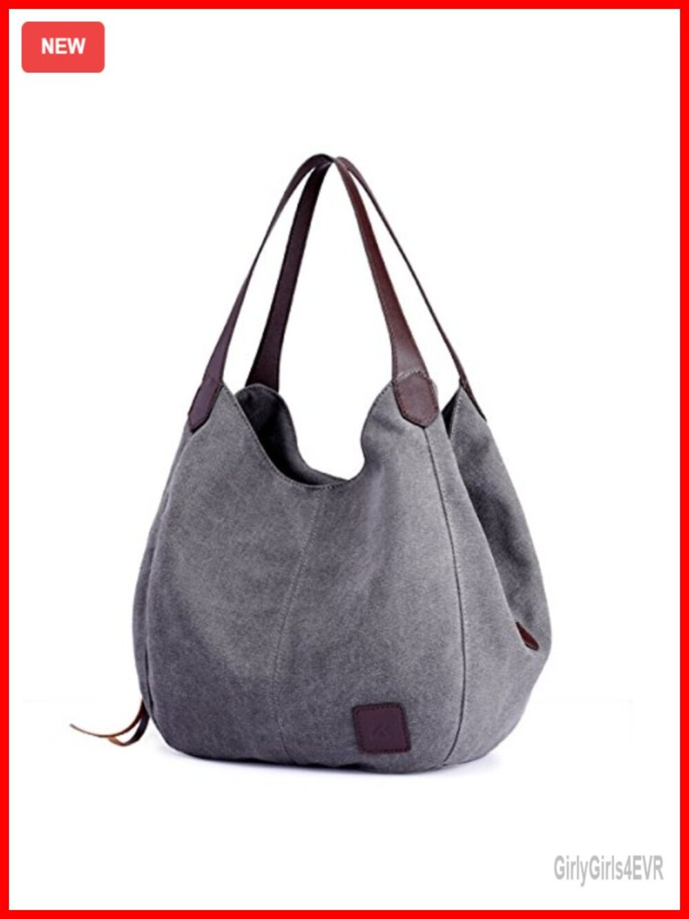 Canvas Multi-Pocket Hobo Shoulder Bag Tote with Large Capacity